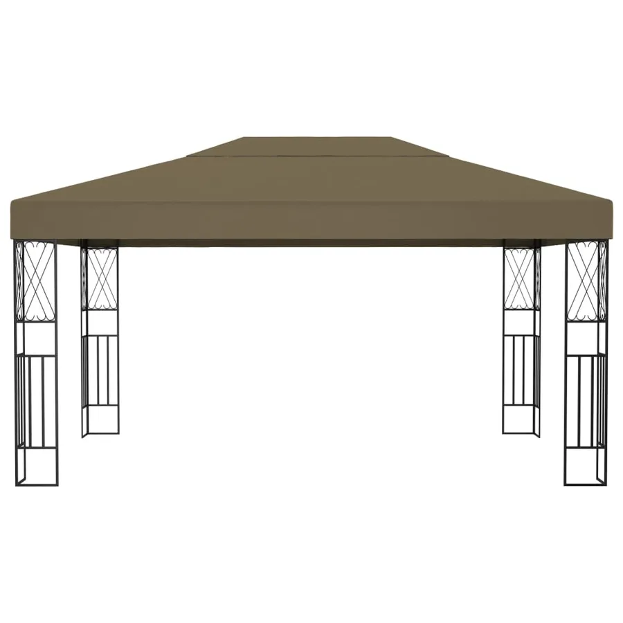 Tonnelle avec guirlande lumineuse à LED 3x4 m Taupe Tissu - 5