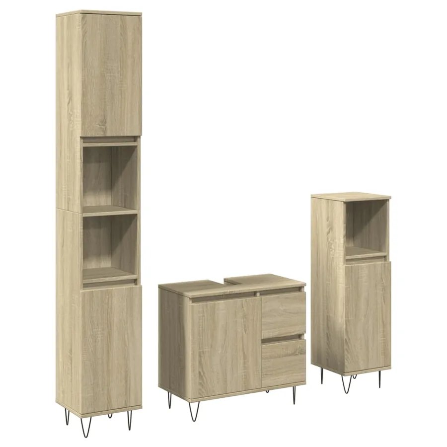 Ensemble de meubles de salle de bain 3 pcs chêne sonoma - 2