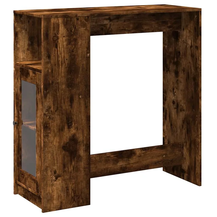 Table de bar avec étagères chêne fumé bois d'ingénierie - 2