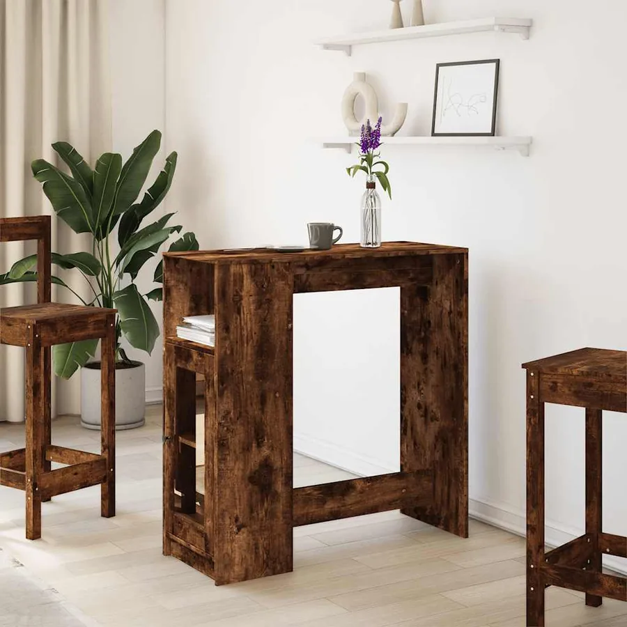 Table de bar avec étagères chêne fumé bois d'ingénierie - 3
