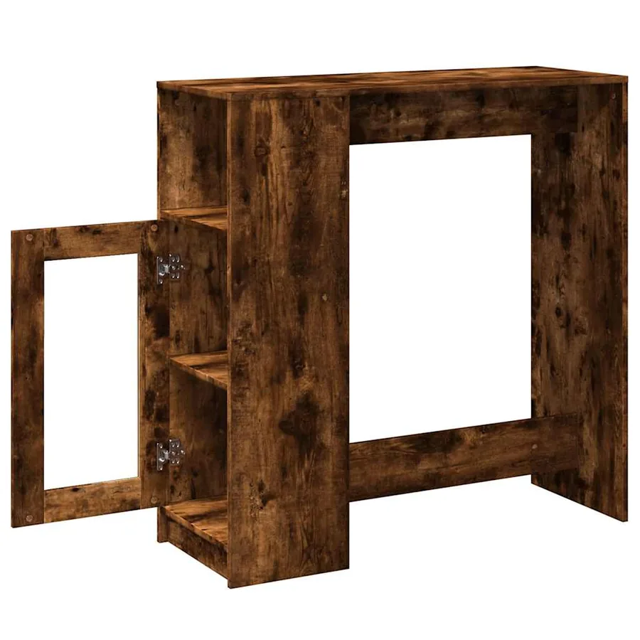 Table de bar avec étagères chêne fumé bois d'ingénierie - 5