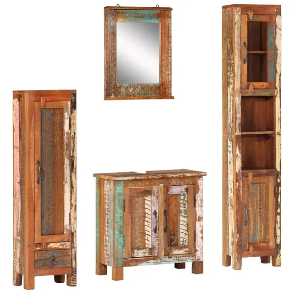 Ensemble de meubles de salle de bain 4 pcs bois massif récupéré