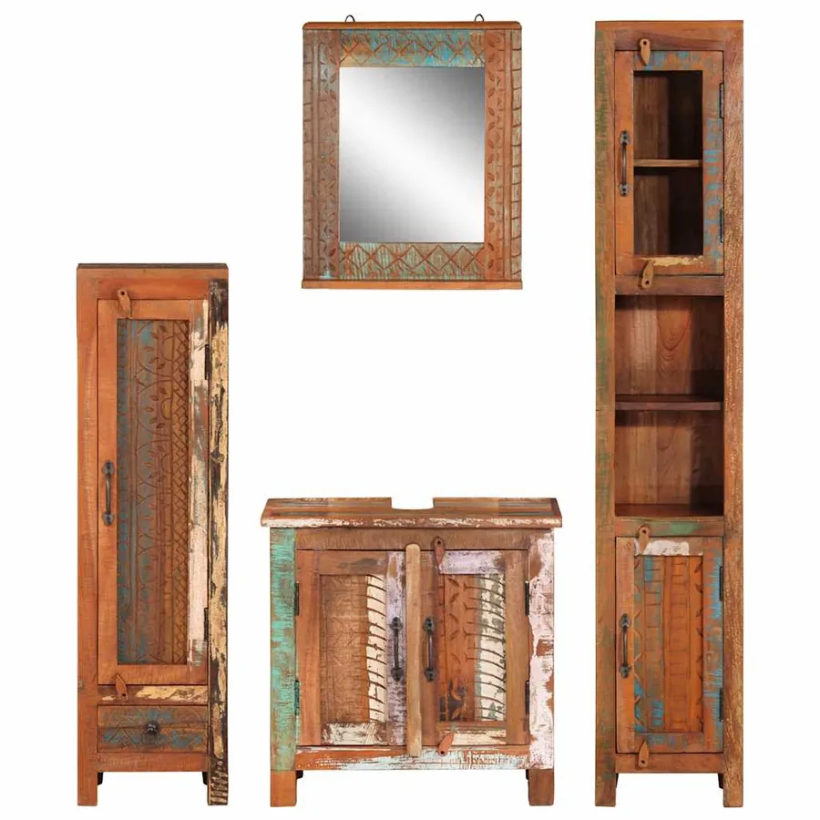 Ensemble de meubles de salle de bain 4 pcs bois massif récupéré - 2