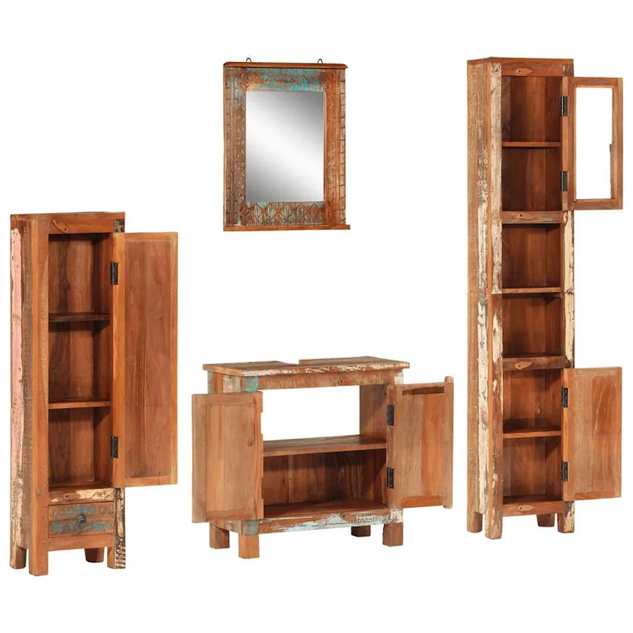Ensemble de meubles de salle de bain 4 pcs bois massif récupéré - 3