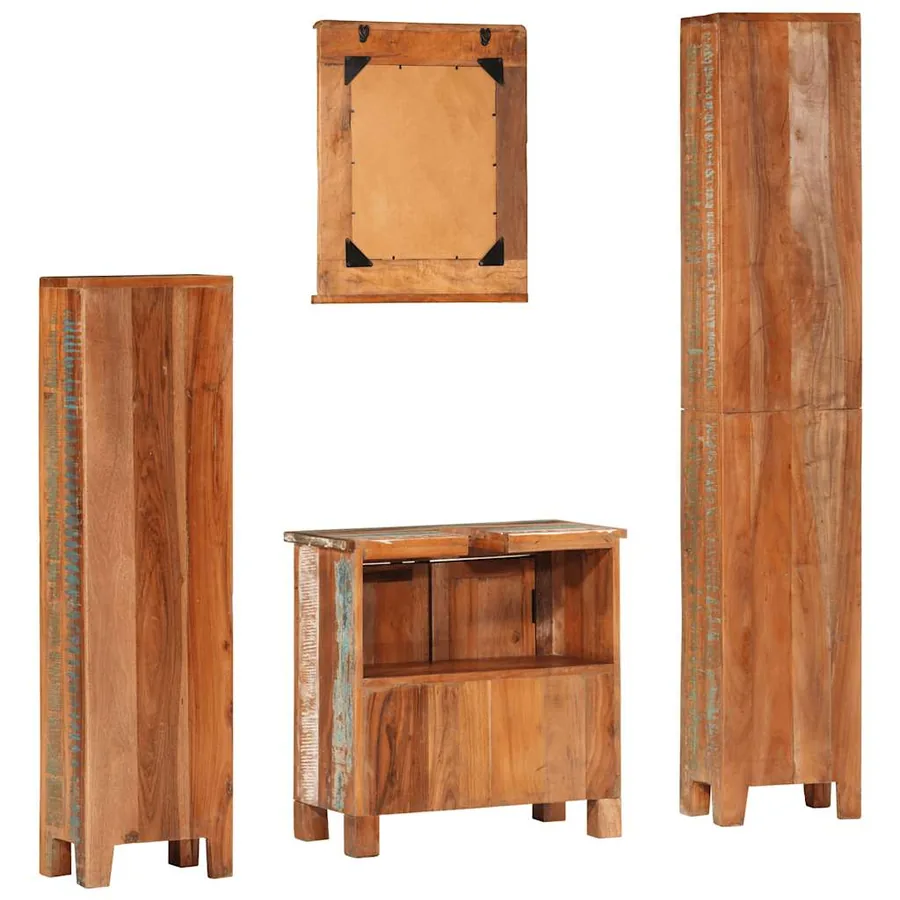 Ensemble de meubles de salle de bain 4 pcs bois massif récupéré - 4