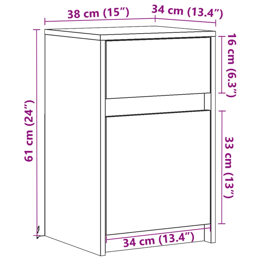 Armoire de chevet et lumières LED chêne fumé bois d'ingénierie - 15