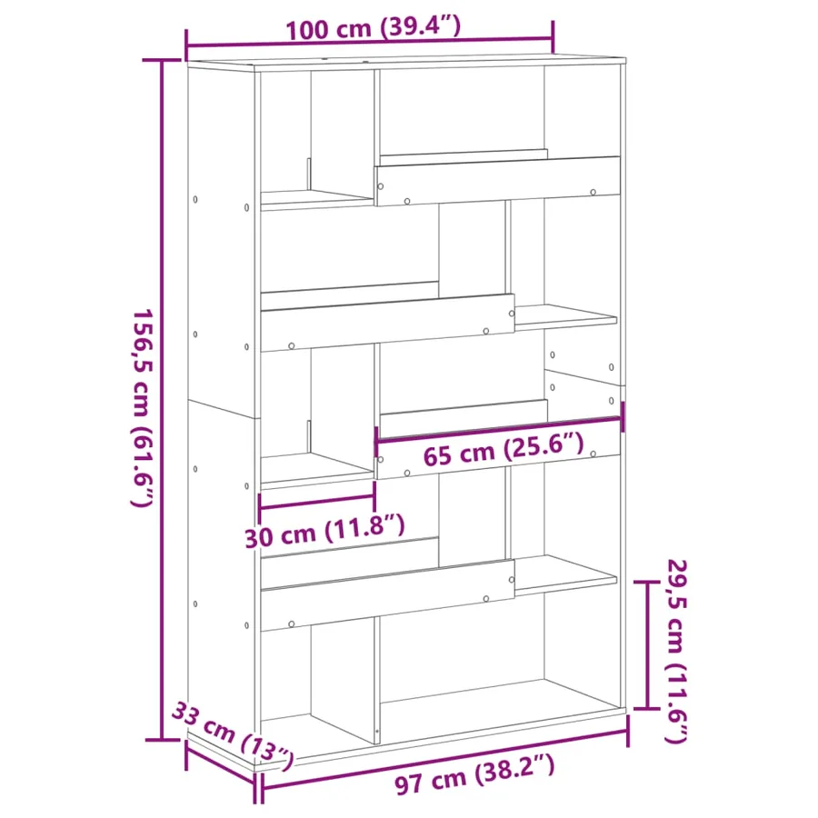 Cloison de séparation blanc 100x33x156,5 cm bois d'ingénierie - 9