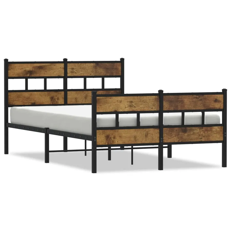 Cadre de lit en métal sans matelas chêne fumé 120x200 cm - 2