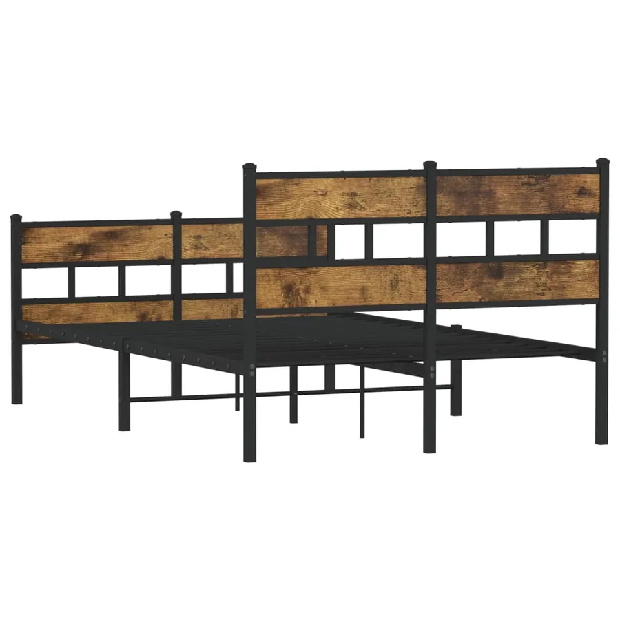 Cadre de lit en métal sans matelas chêne fumé 120x200 cm - 6