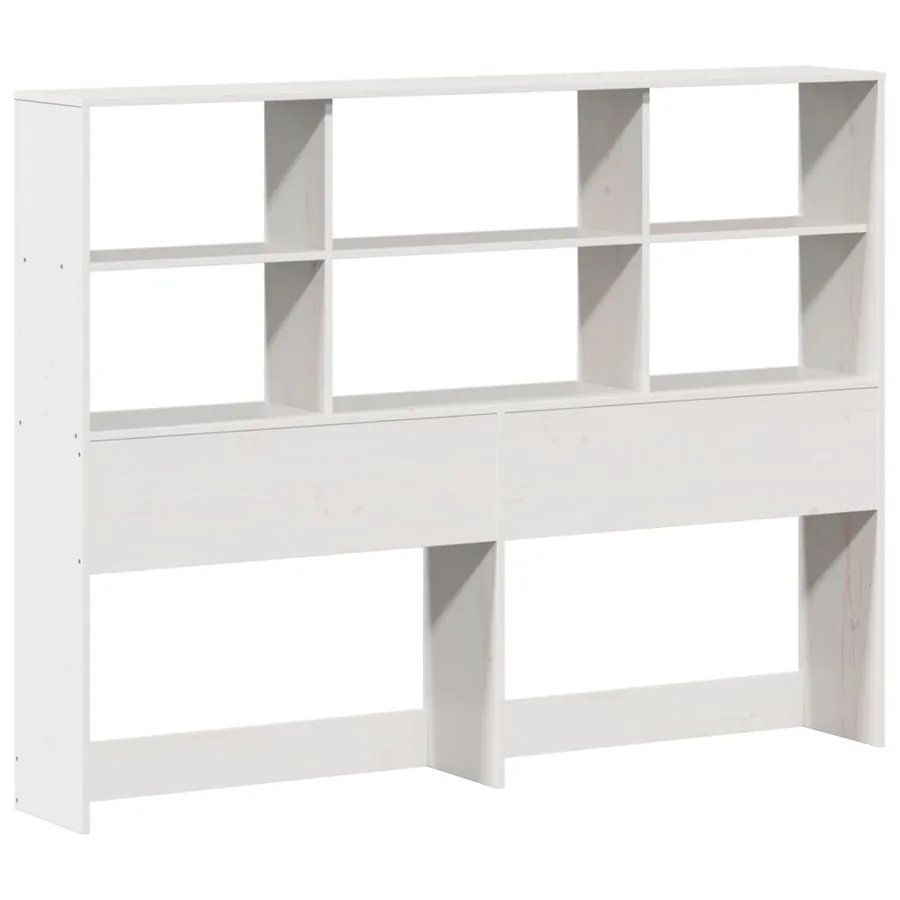 Lit bibliothèque sans matelas blanc 140x190 cm bois pin massif - 6