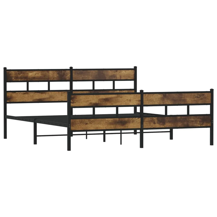 Cadre de lit en métal sans matelas chêne fumé 193x203 cm - 3