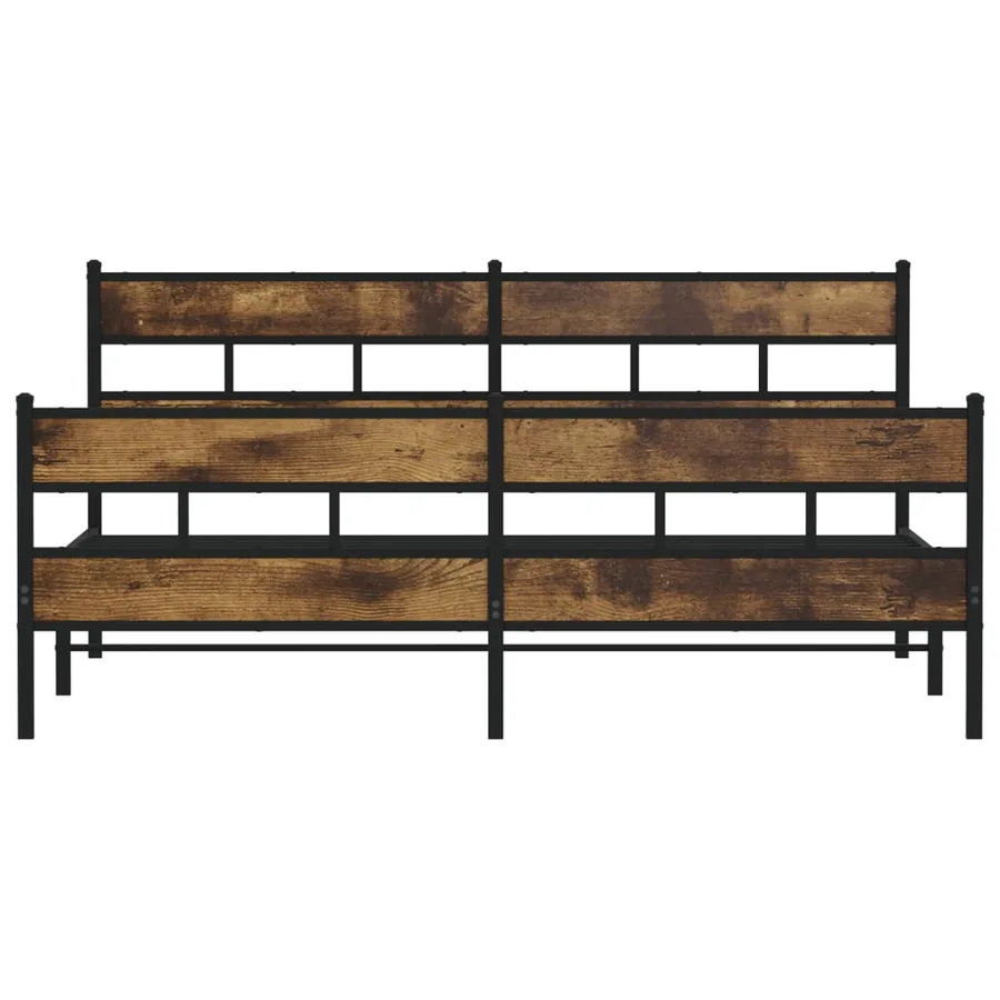 Cadre de lit en métal sans matelas chêne fumé 193x203 cm - 4