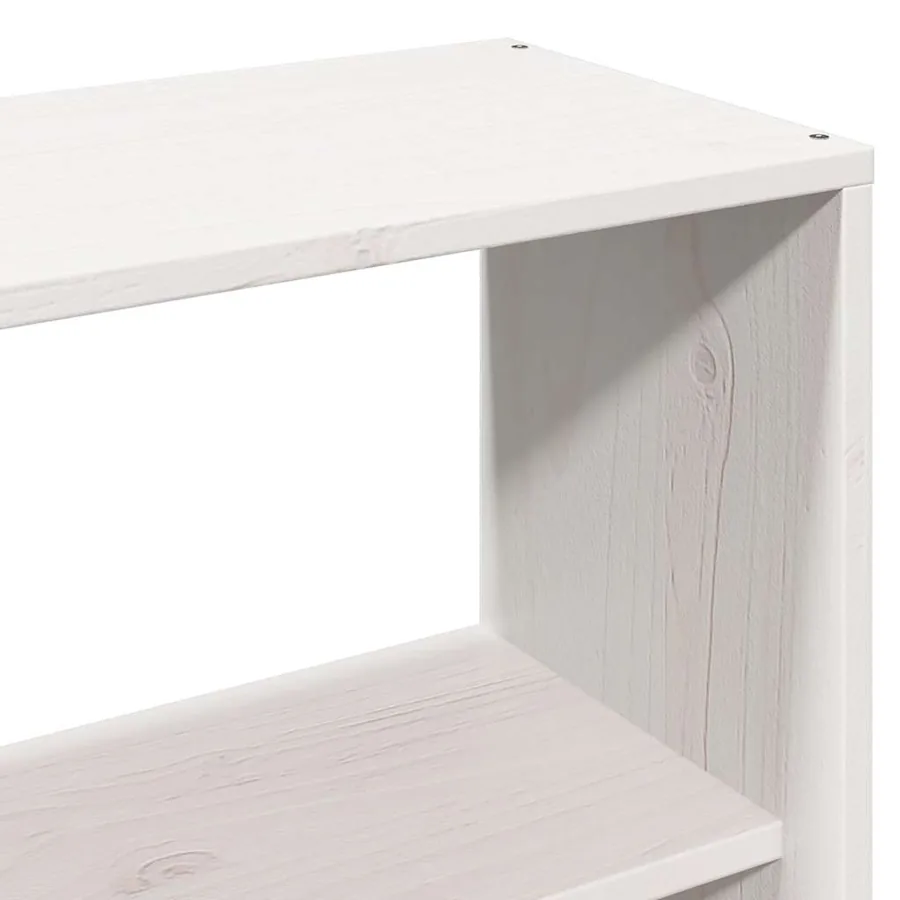 Lit bibliothèque sans matelas blanc 140x190 cm bois massif - 10
