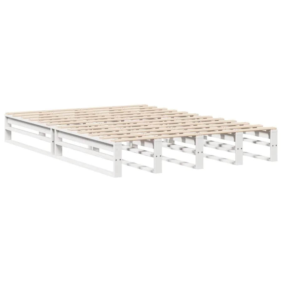 Lit bibliothèque sans matelas blanc 140x190 cm bois massif - 5