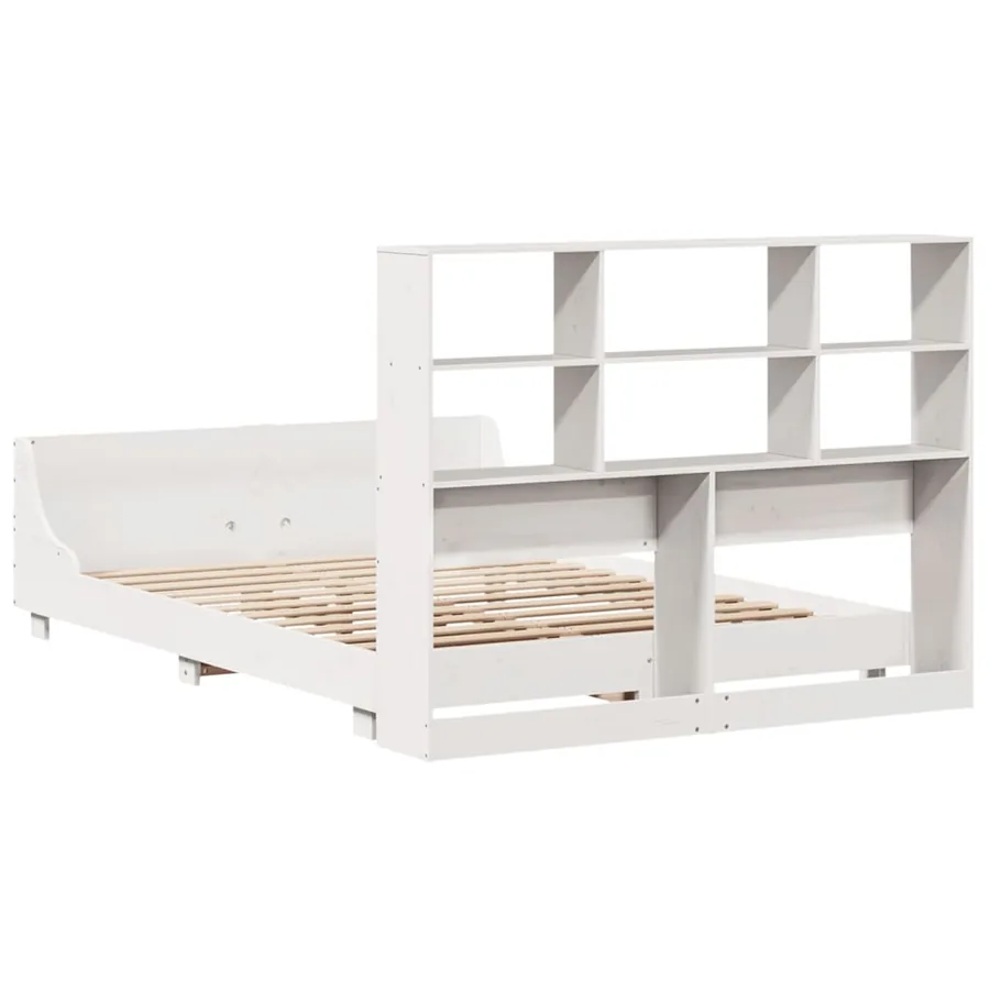 Cadre de lit sans matelas blanc 140x190 cm bois de pin massif - 8