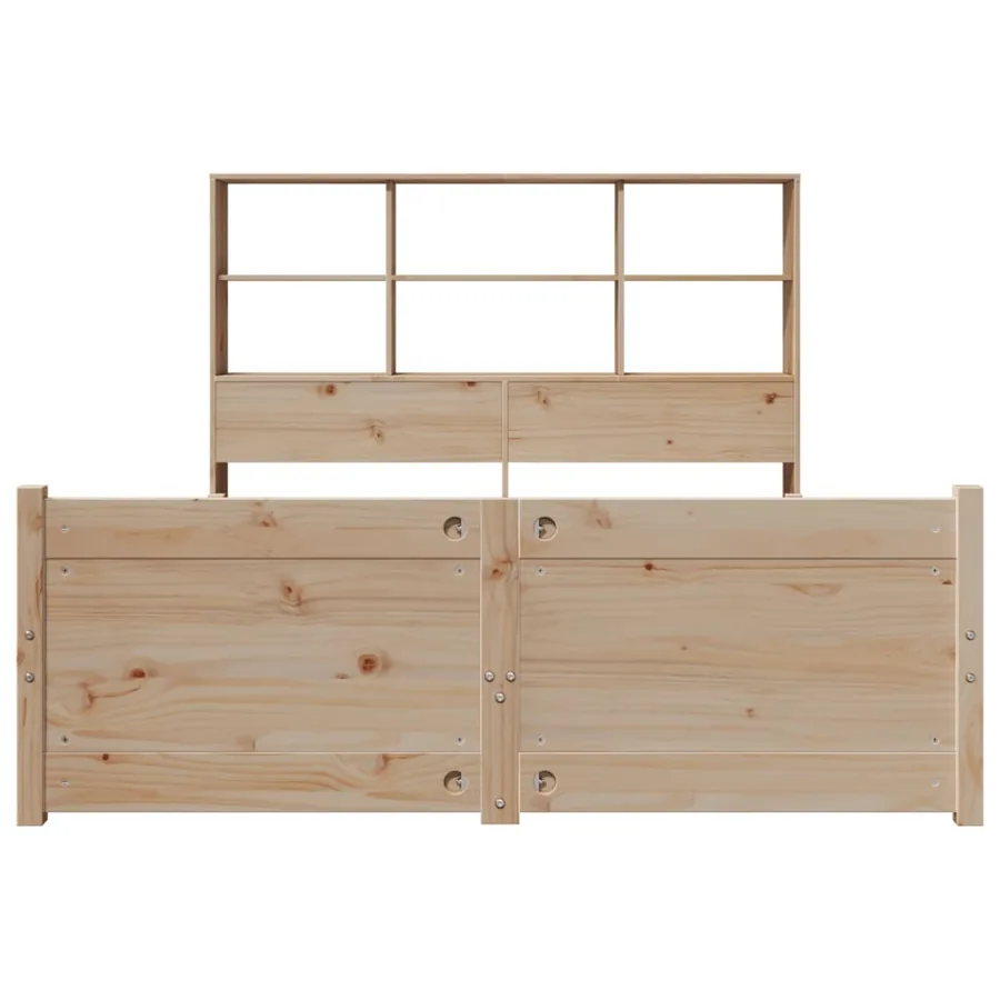 Lit bibliothèque sans matelas 160x200 cm bois massif de pin - 4