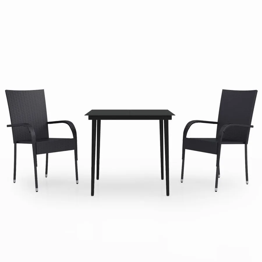 Ensemble à manger de jardin 3 pcs Noir - 2
