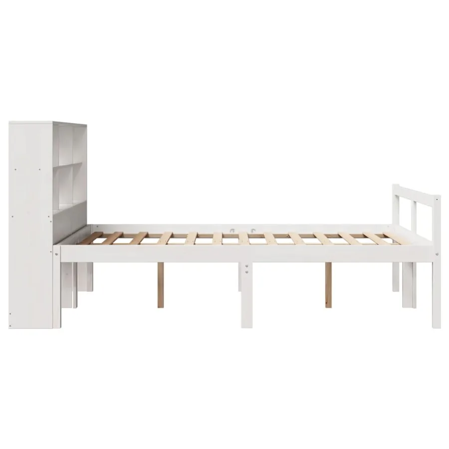 Lit bibliothèque sans matelas blanc 140x190 cm bois pin massif - 5