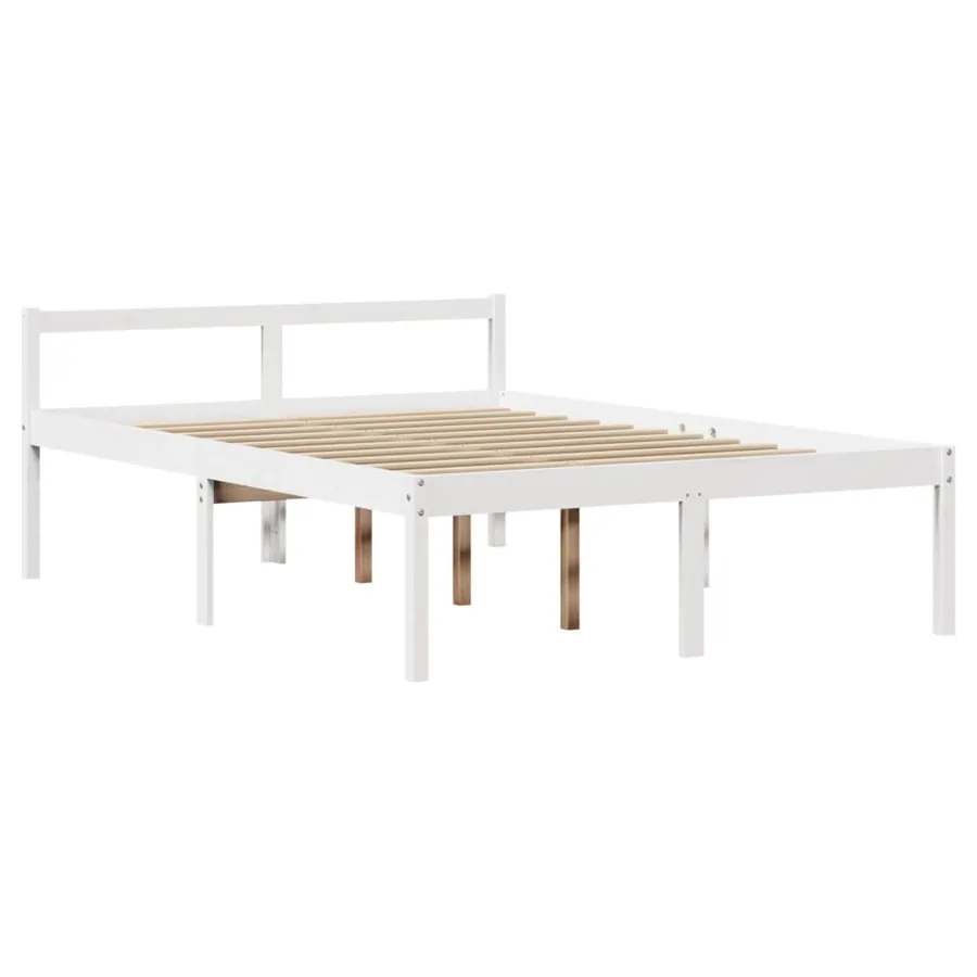 Lit bibliothèque sans matelas blanc 140x190 cm bois pin massif - 8