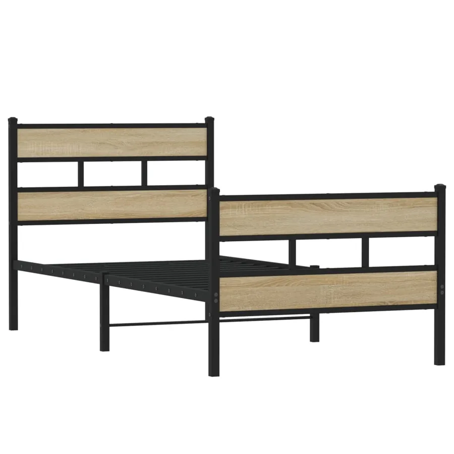 Cadre de lit en métal sans matelas chêne sonoma 90x190 cm - 3