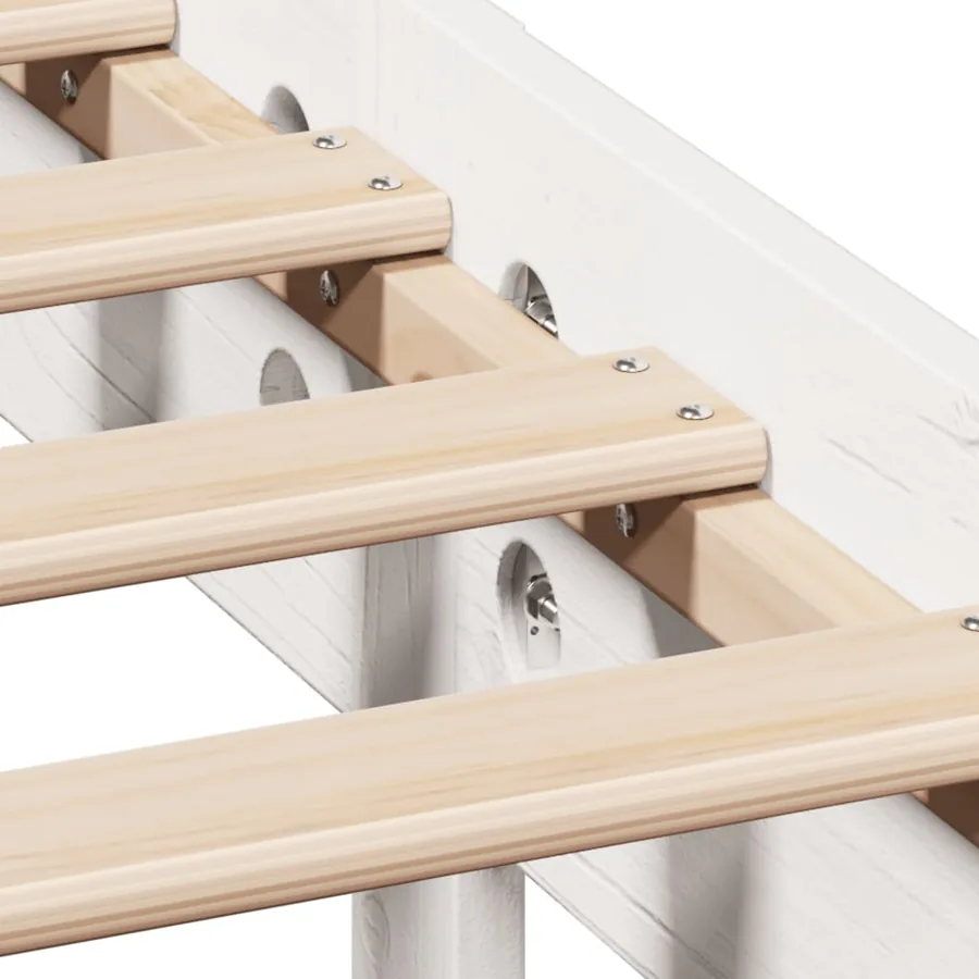 Lit bibliothèque sans matelas blanc 160x200 cm bois pin massif - 10