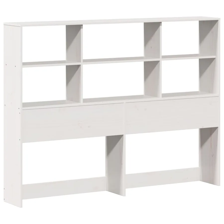 Lit bibliothèque sans matelas blanc 160x200 cm bois pin massif - 7