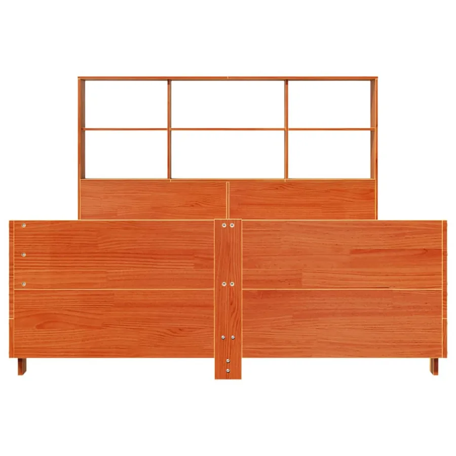 Cadre de lit sans matelas cire marron 160x200cm bois pin massif - 4