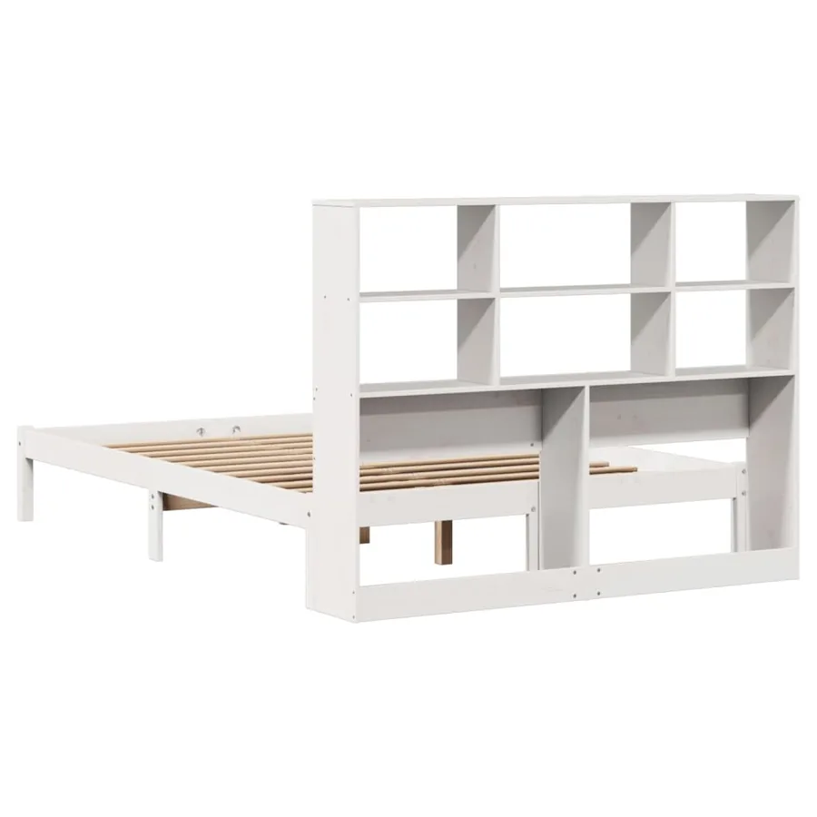 Lit bibliothèque sans matelas blanc 160x200 cm bois pin massif - 8