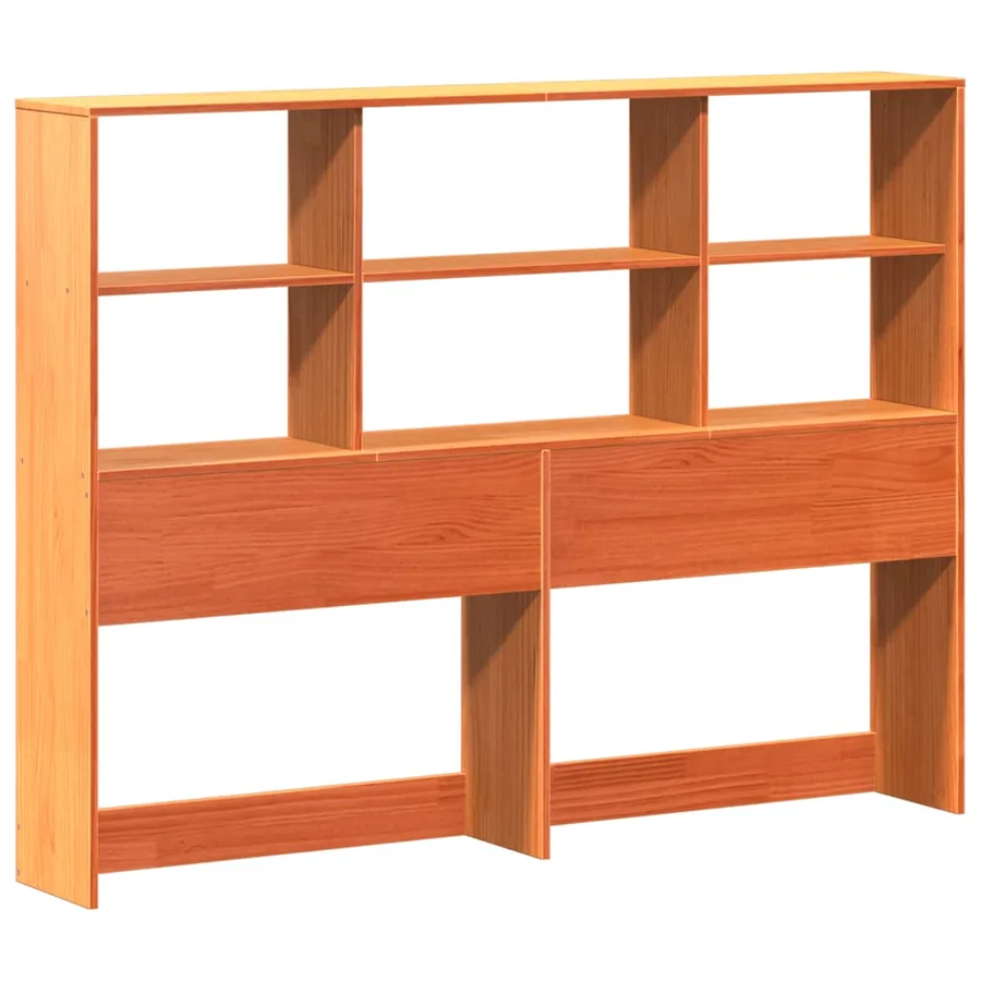 Tête de lit avec rangement cire marron 140cm bois massif de pin - 3