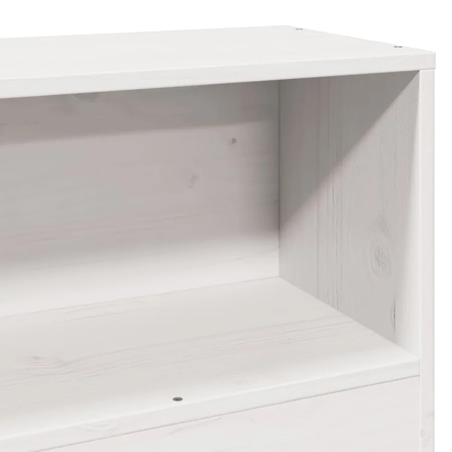 Lit bibliothèque sans matelas blanc 75x190cm bois de pin massif - 9