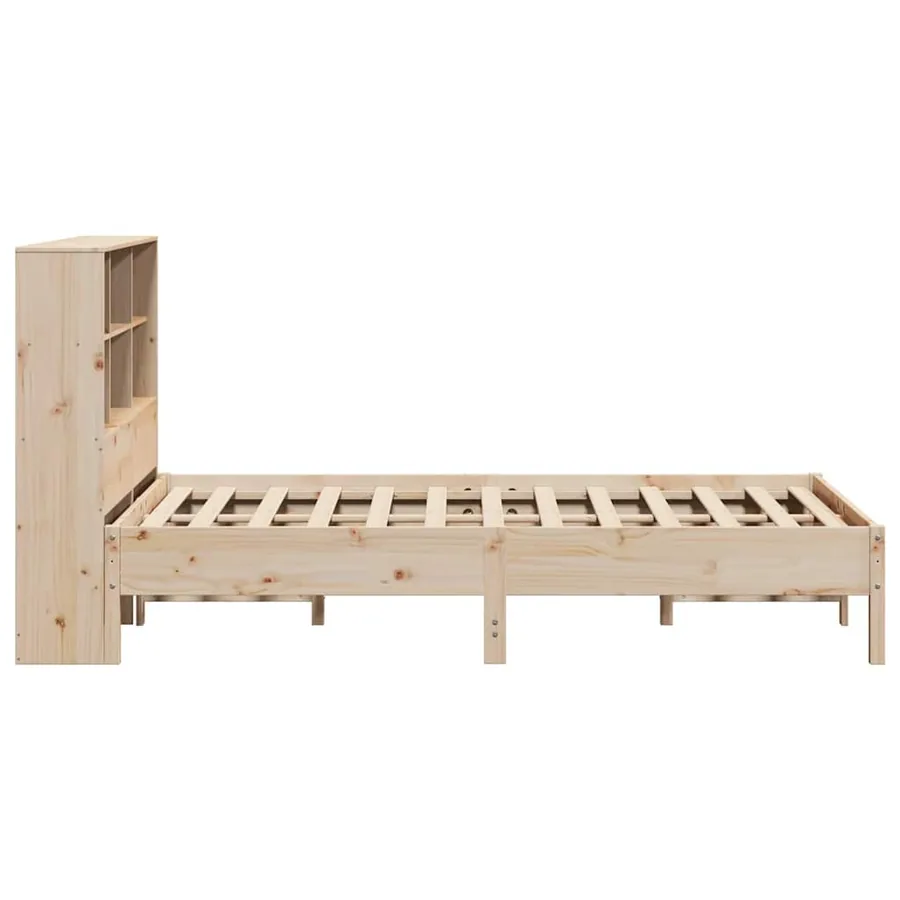 Lit bibliothèque sans matelas 140x190 cm bois de pin massif - 5