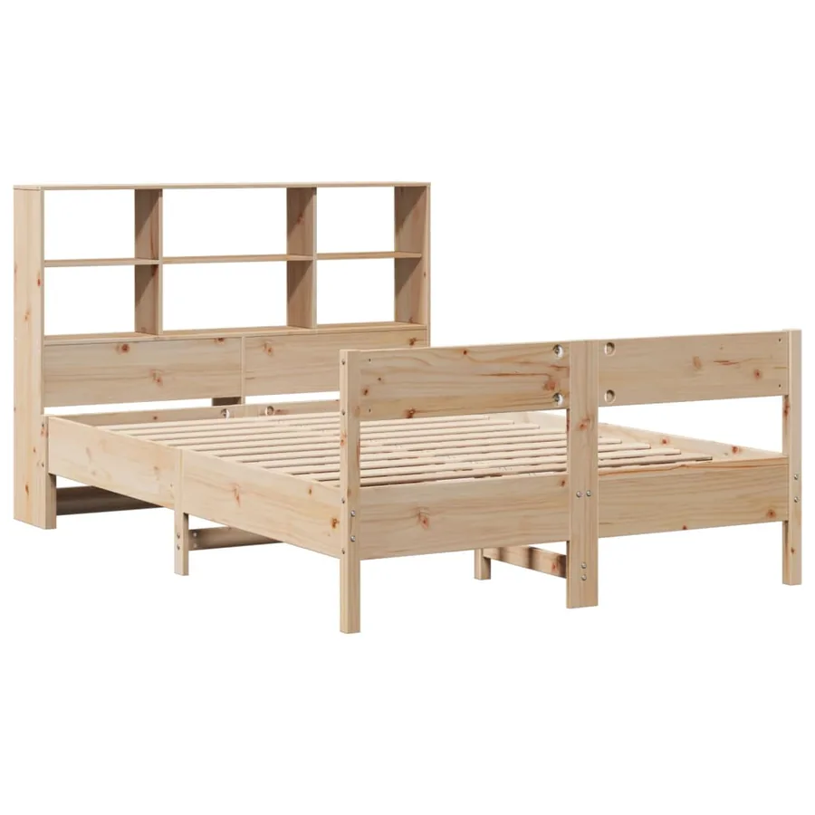Lit bibliothèque sans matelas 140x200 cm bois massif de pin - 3