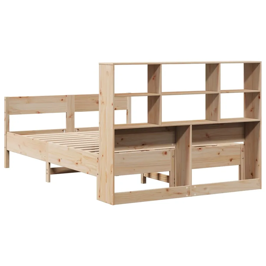 Lit bibliothèque sans matelas 140x200 cm bois massif de pin - 6