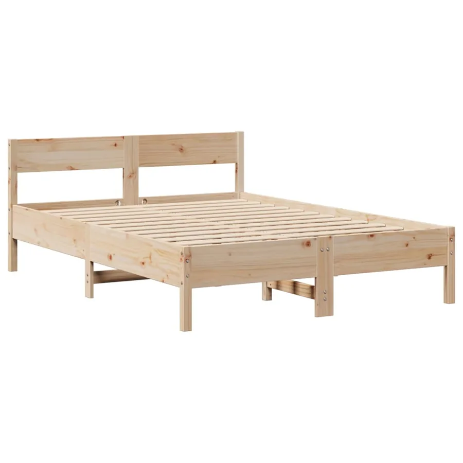 Lit bibliothèque sans matelas 140x200 cm bois massif de pin - 8