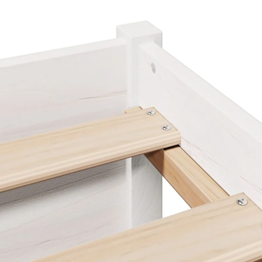 Lit bibliothèque sans matelas blanc 180x200 cm bois pin massif - 10