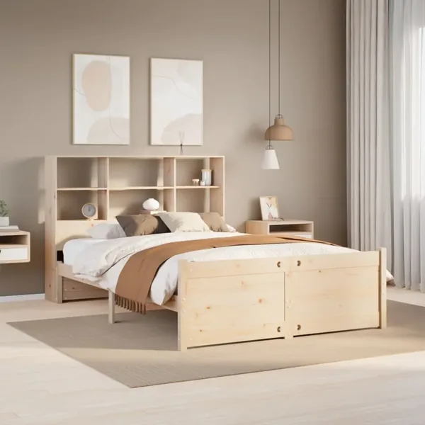 Lit bibliothèque sans matelas 140x190 cm bois de pin massif
