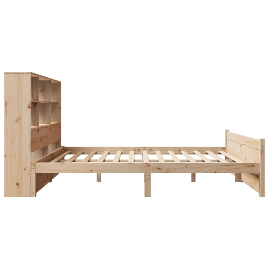 Lit bibliothèque sans matelas 140x190 cm bois de pin massif - 5