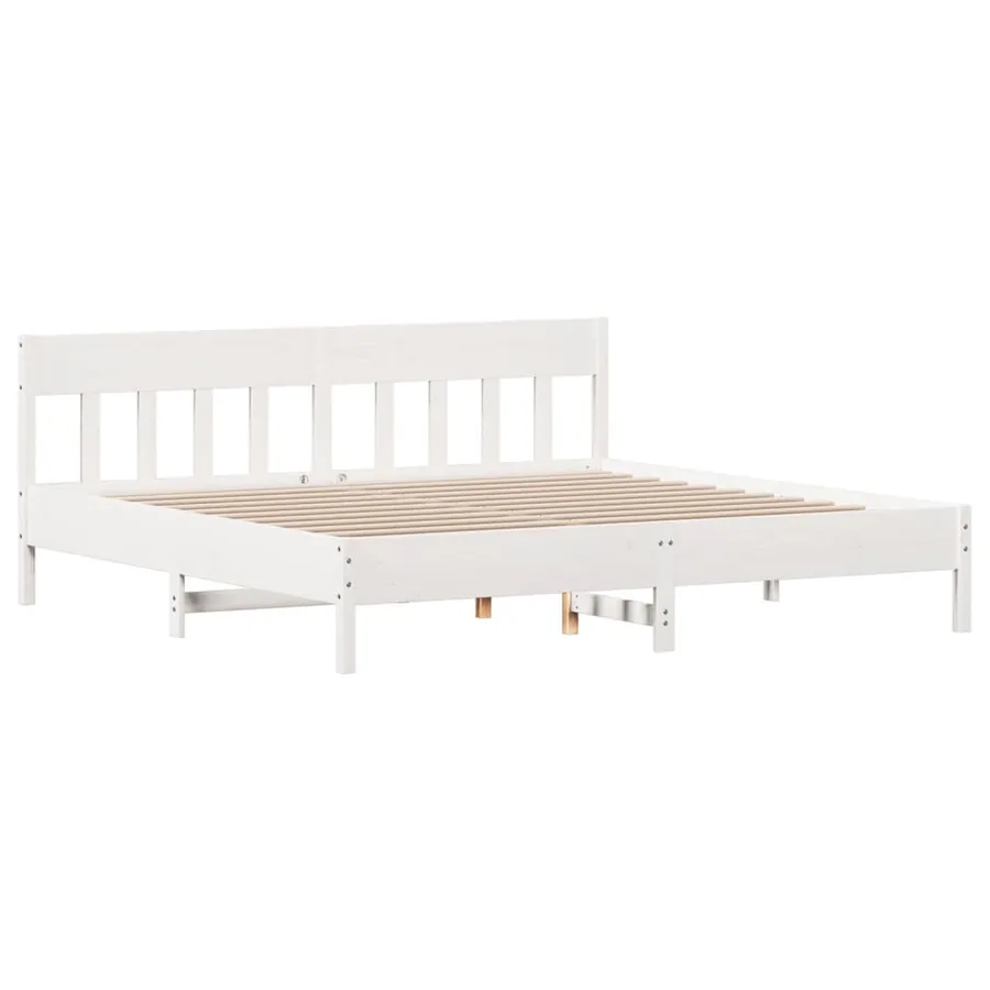 Cadre de lit sans matelas blanc 180x200 cm bois massif de pin - 5