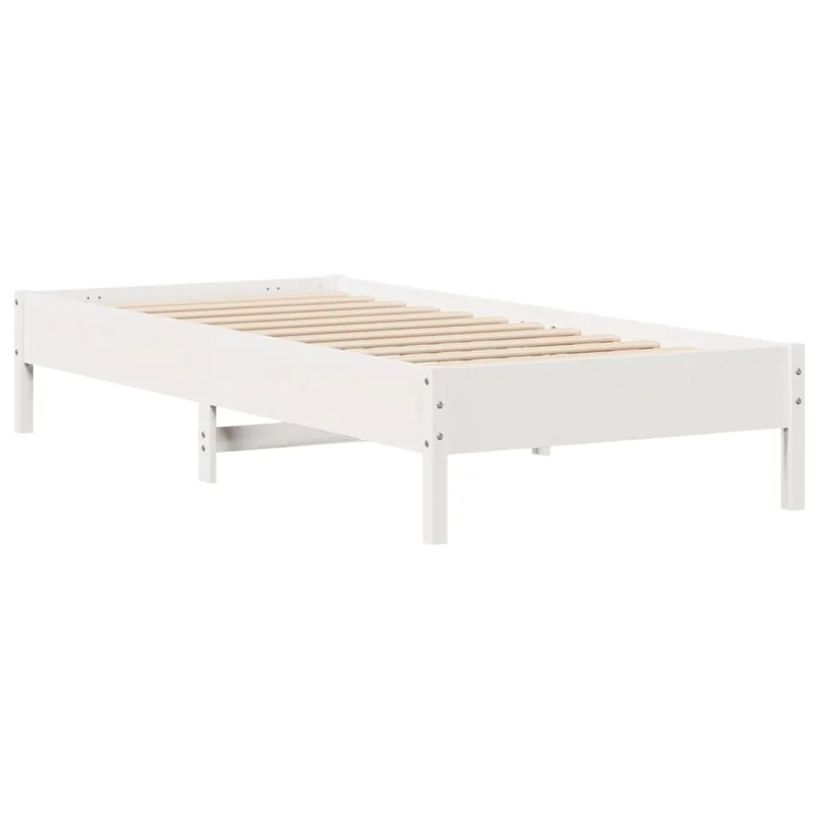 Lit bibliothèque sans matelas blanc 75x190cm bois de pin massif - 8