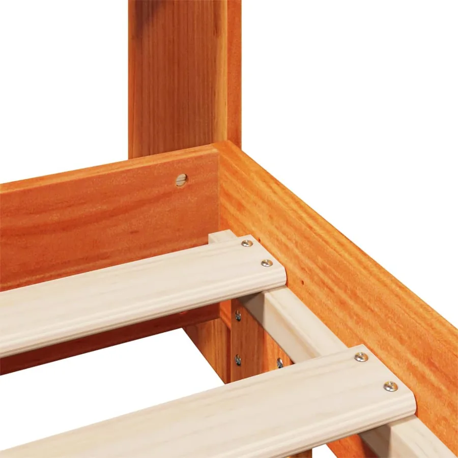 Cadre de lit sans matelas cire marron 140x200cm bois pin massif - 9