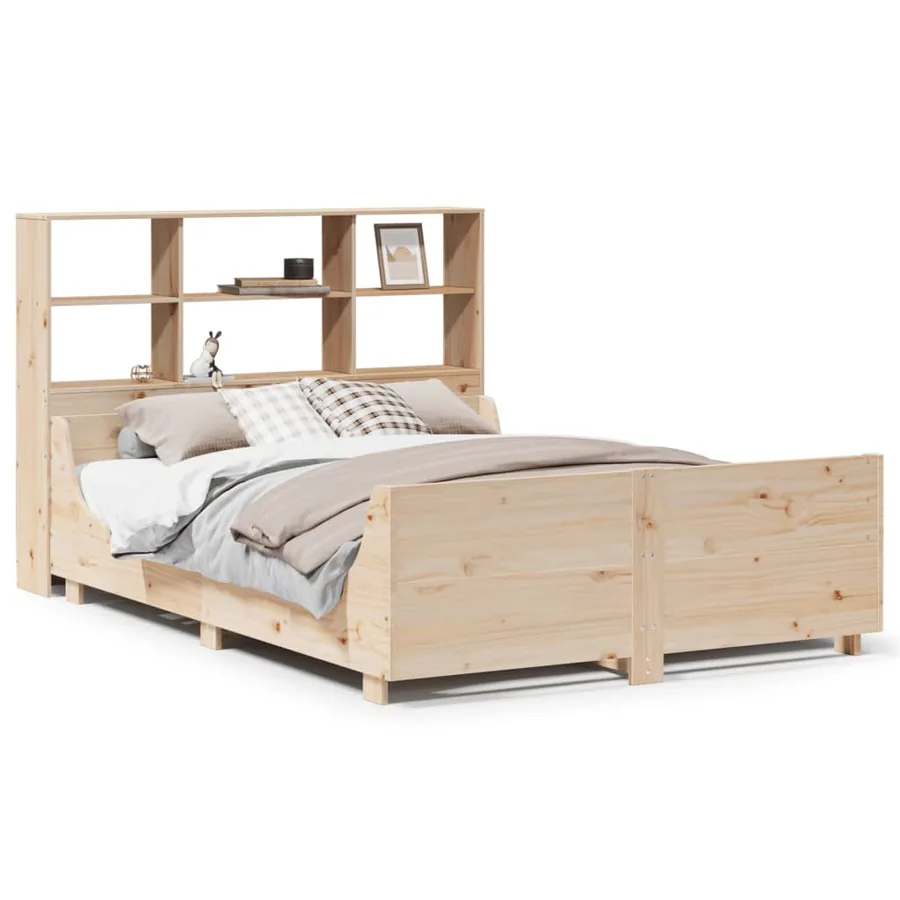 Lit bibliothèque sans matelas 140x200 cm bois massif - 2