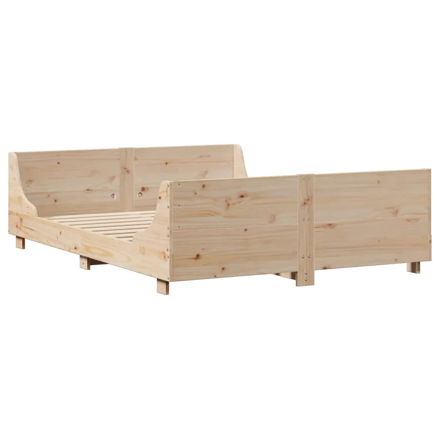 Lit bibliothèque sans matelas 140x200 cm bois massif - 5