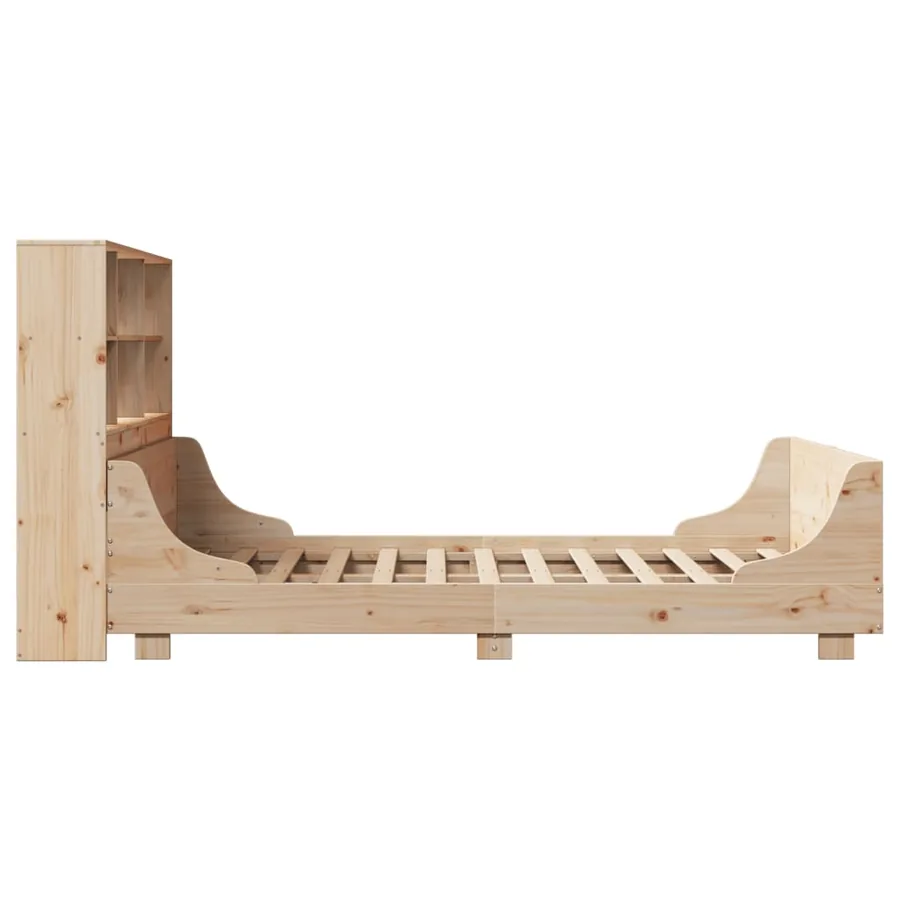 Lit bibliothèque sans matelas 140x200 cm bois massif - 7
