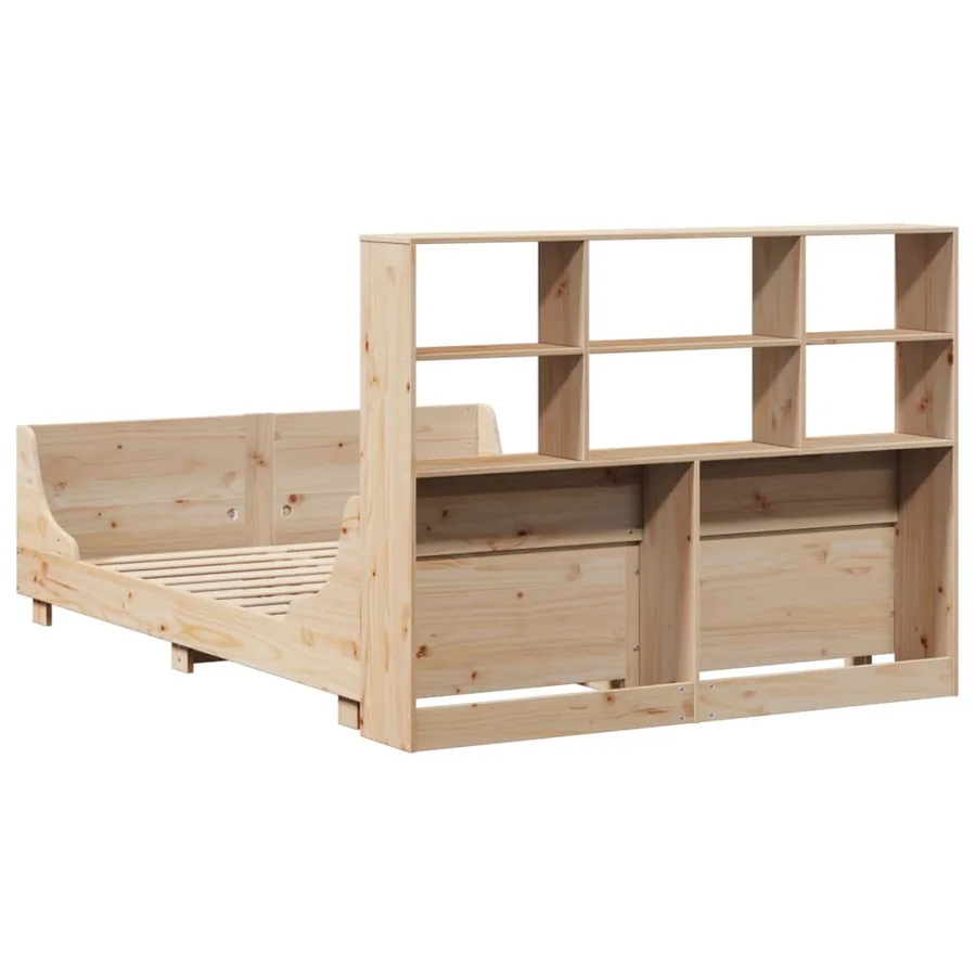 Lit bibliothèque sans matelas 140x200 cm bois massif - 8