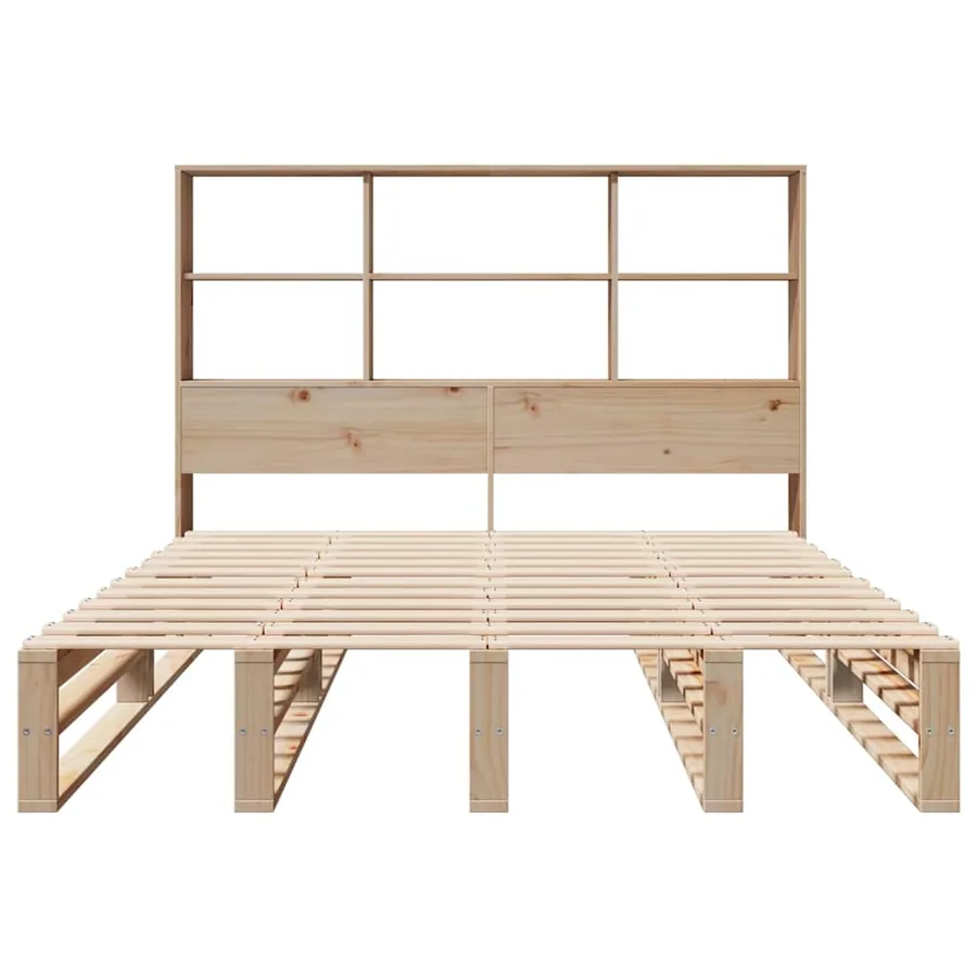Lit bibliothèque sans matelas 140x200 cm bois massif - 4