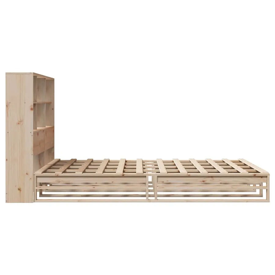 Lit bibliothèque sans matelas 140x200 cm bois massif - 7