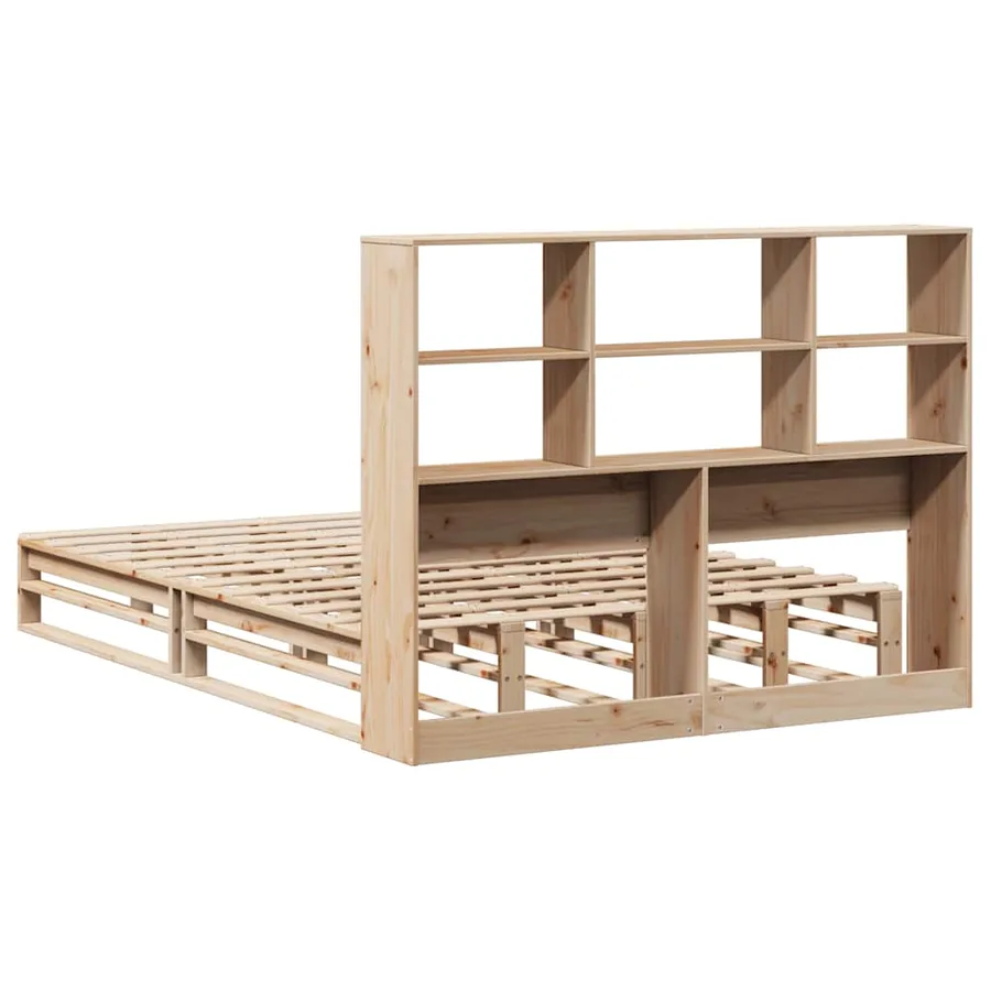 Lit bibliothèque sans matelas 140x200 cm bois massif - 8