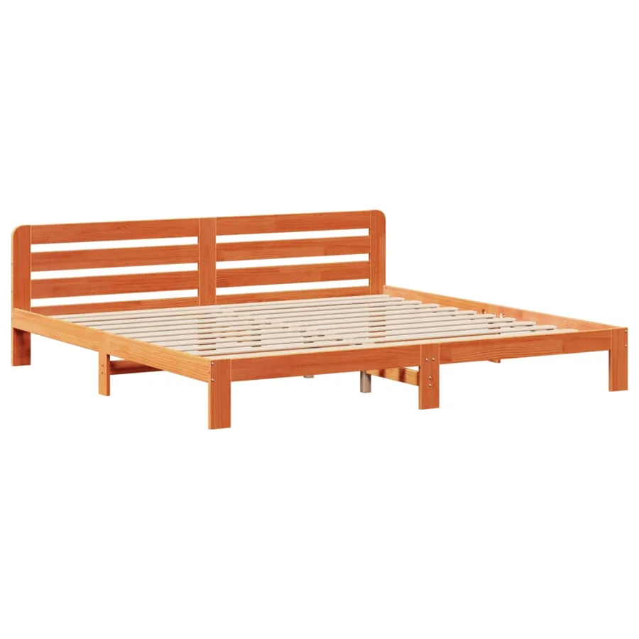 Cadre de lit sans matelas cire marron 180x200cm bois pin massif - 8