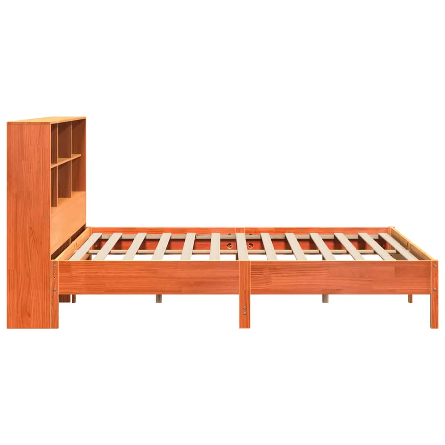 Lit bibliothèque sans matelas cire marron 180x200 cm pin massif - 5