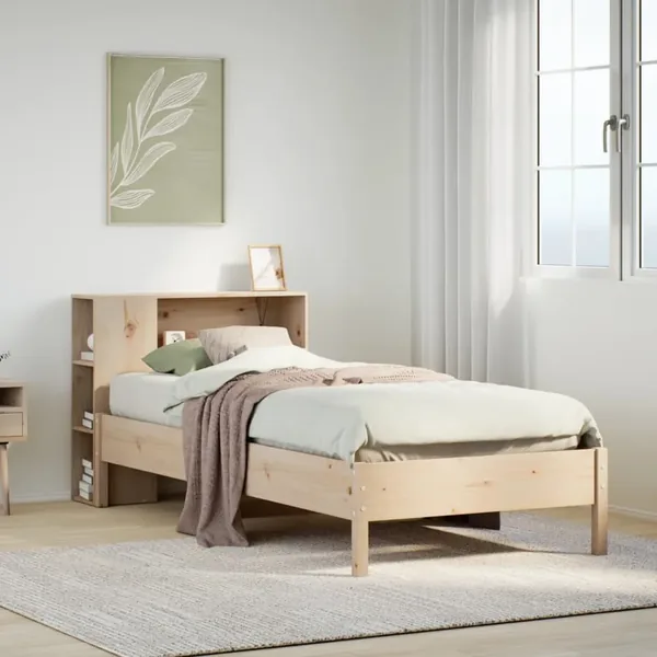 Lit bibliothèque sans matelas 90x200 cm bois de pin massif